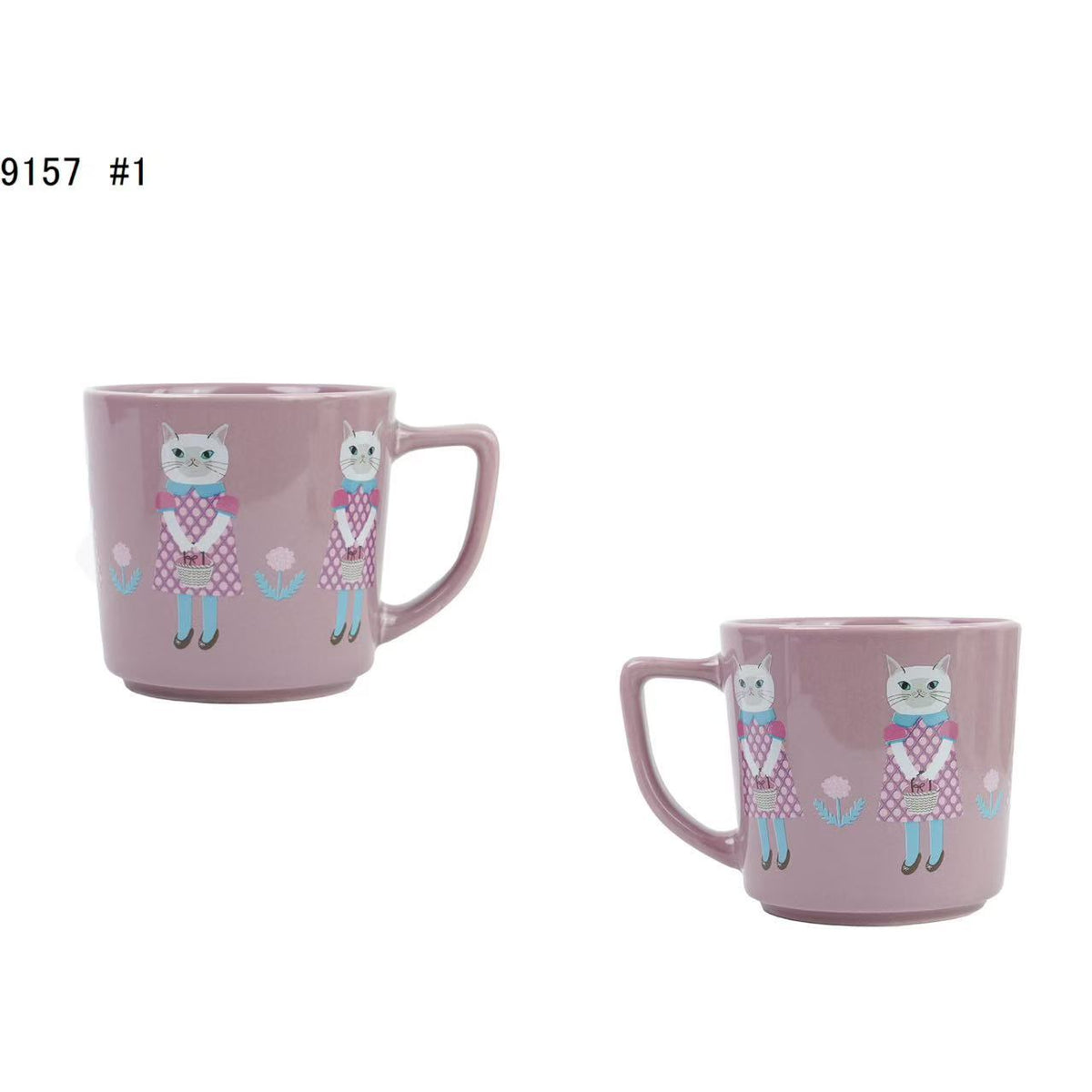 日本Kusuguru正品貓咪法鬥圖案陶瓷杯馬克杯咖啡杯茶杯水杯513514|蜜豆裙子貓粉色9157-1/350 ml