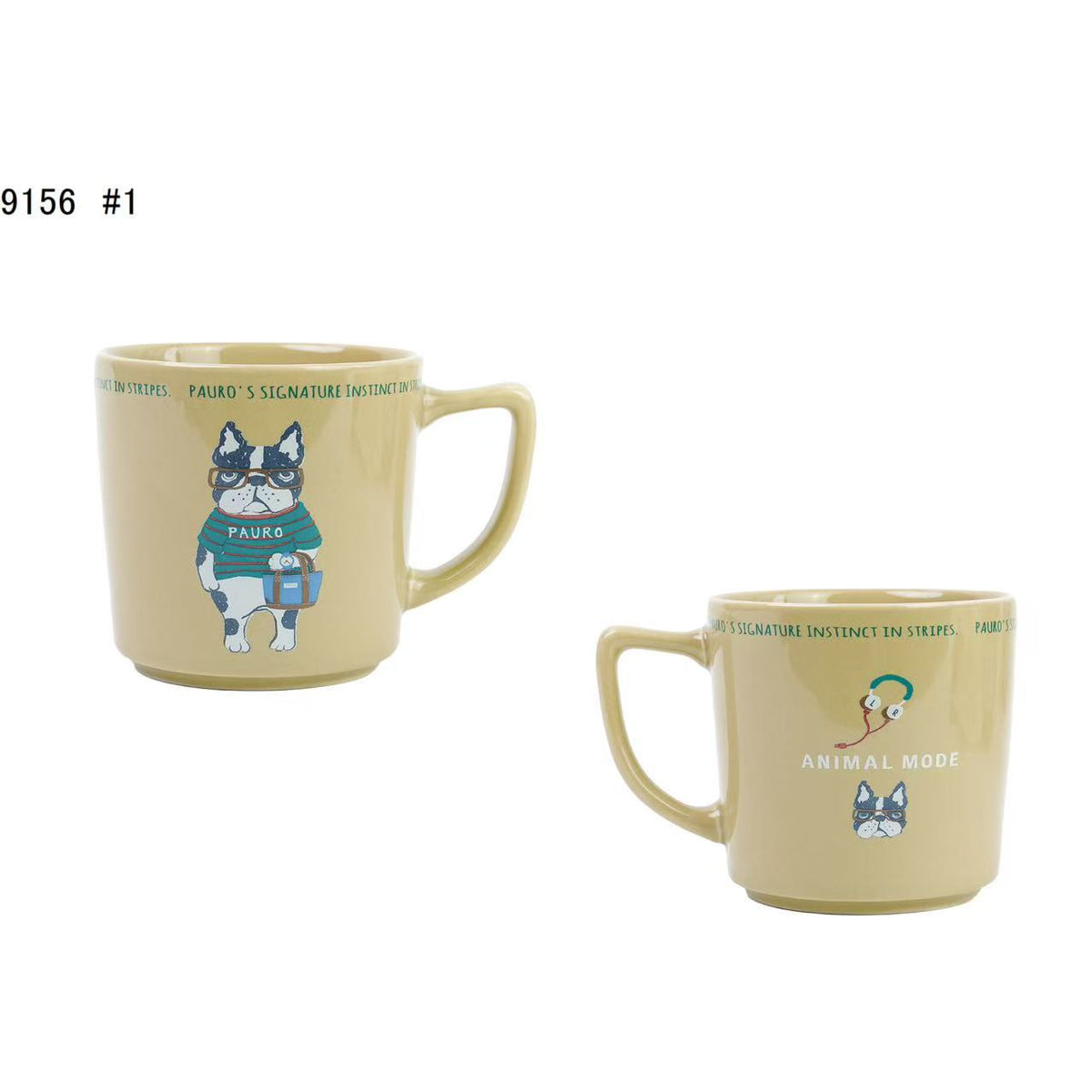 日本Kusuguru正品貓咪法鬥圖案陶瓷杯馬克杯咖啡杯茶杯水杯513514|保羅米黃色9156-1/350 ml