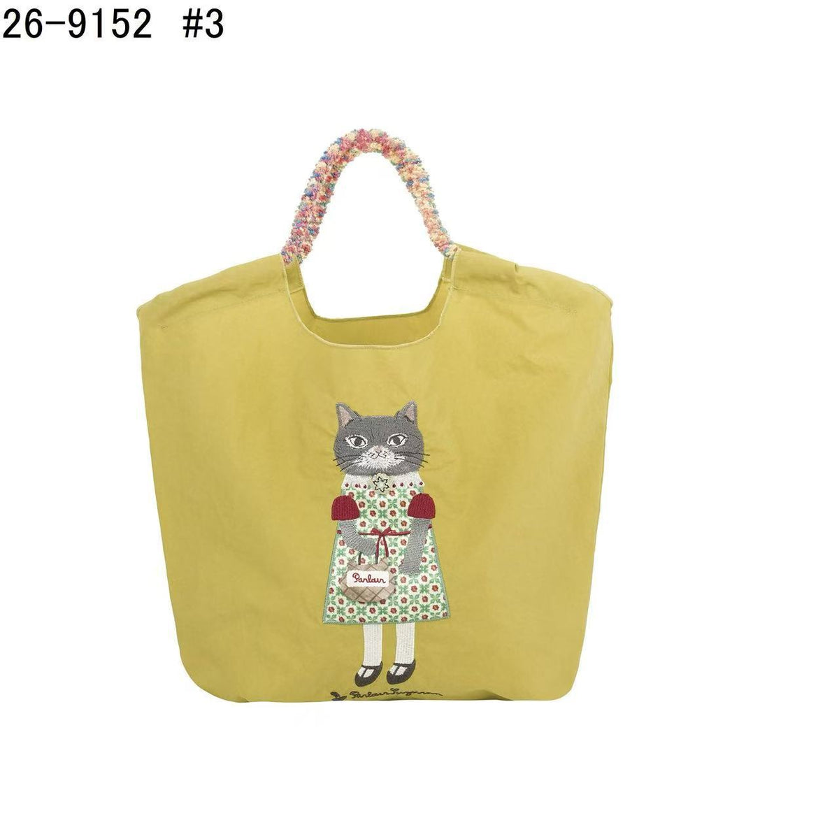 日本Kusuguru正品重工刺繡貓肩背包手提包手提包防塵防潑水507509|蜜豆裙子貓黃9152-3