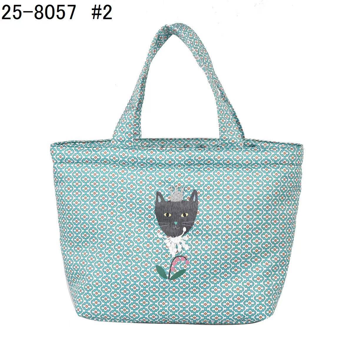 日本刺繡黑貓月光公主手提包糖果色手提包逛街購物通勤布藝243|藍色8057-2