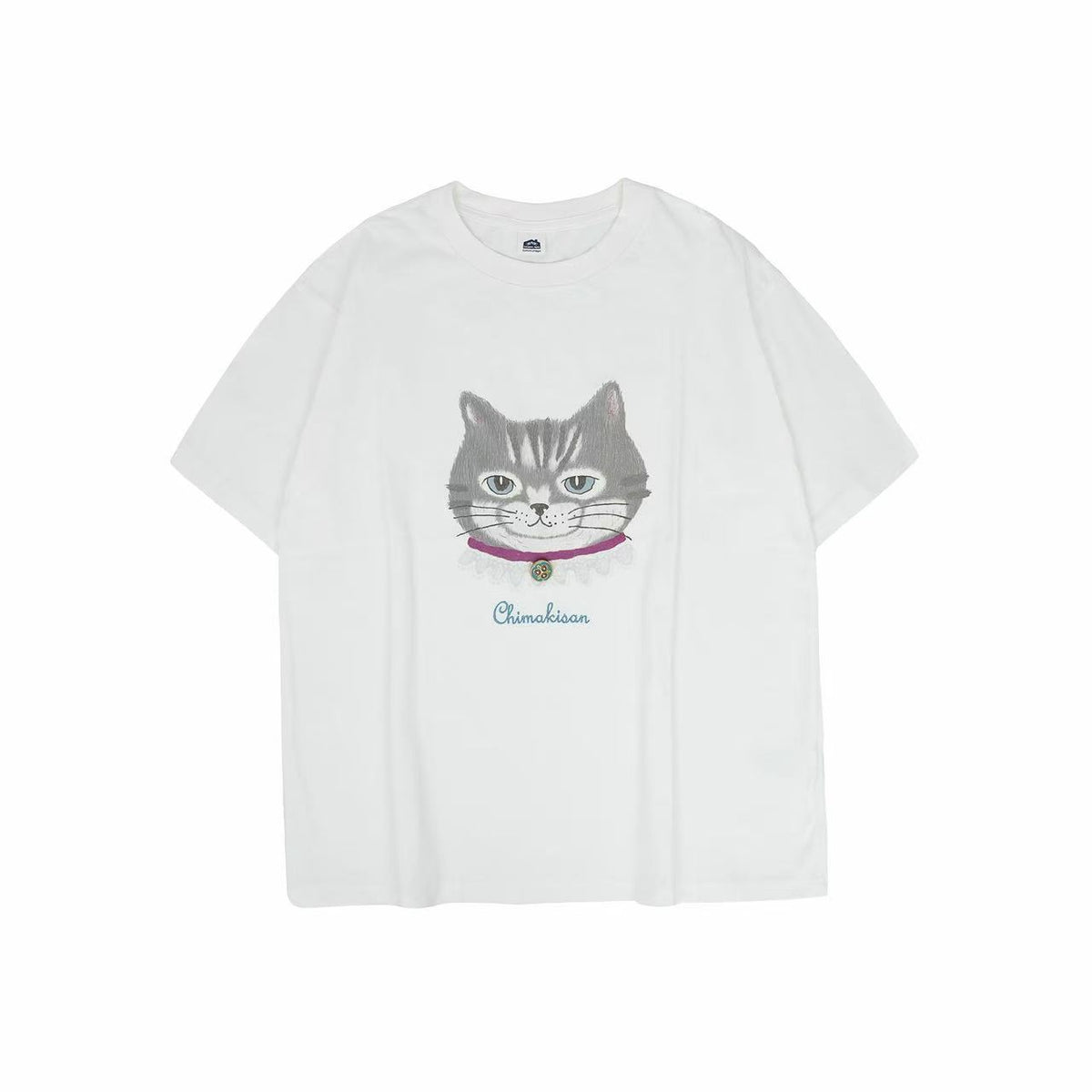 日本Kusuguru正品刺繡貓咪短袖圓領女性棉T冷感純棉清爽快乾52426|蜜豆大貓頭9134/單一尺寸