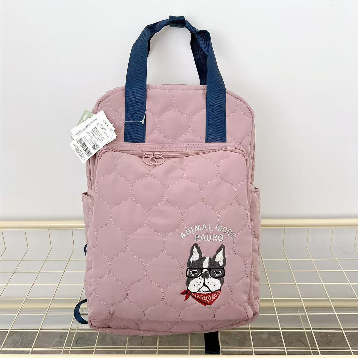 日本Kusuguru正品刺繡法鬥後背包絎縫背包手提旅行背包媽咪包623|保羅粉色9696-1
