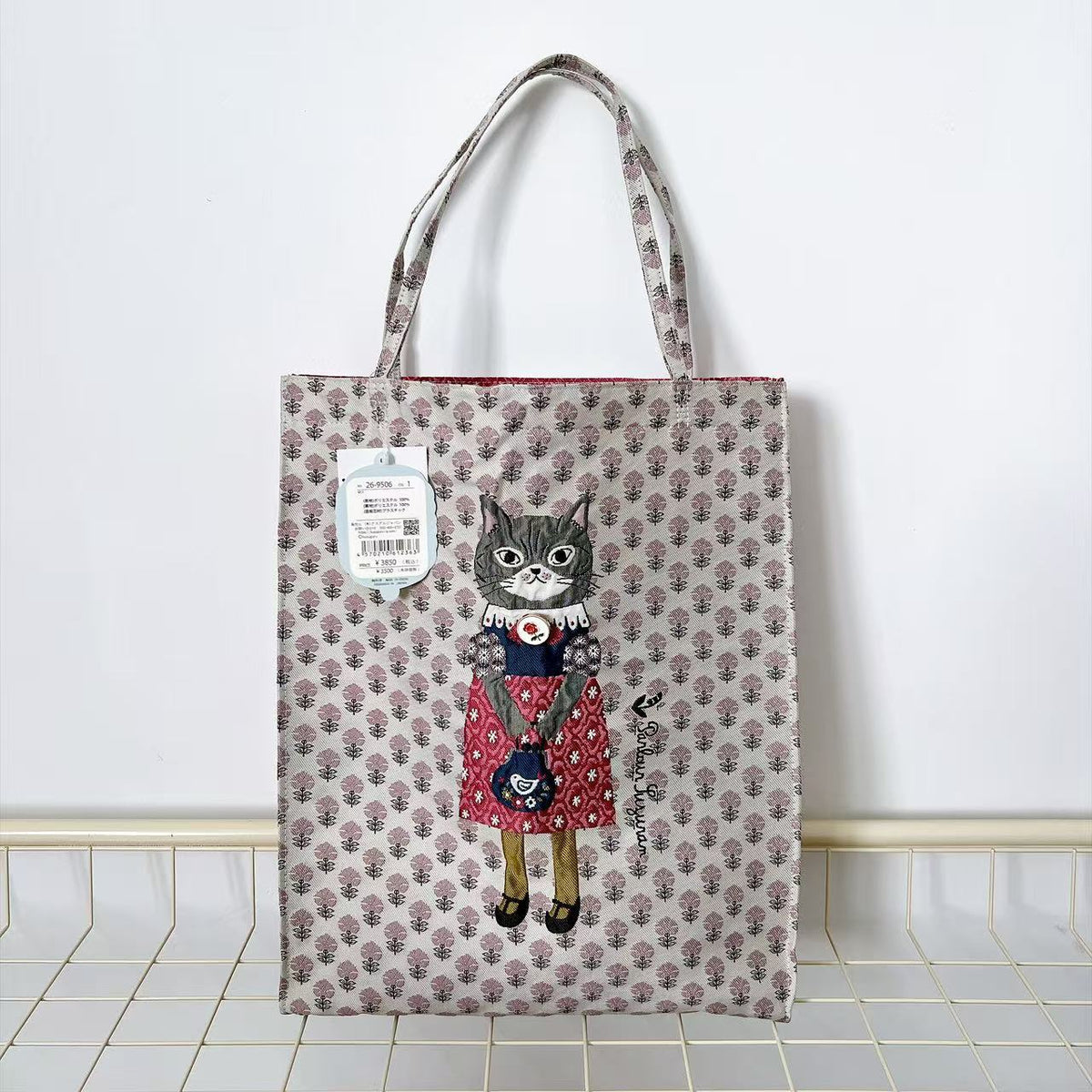 日本Kusuguru正品蜜豆公主提花手提包手提包布藝卡通通勤包PR002|蜜豆玫粉9506-1