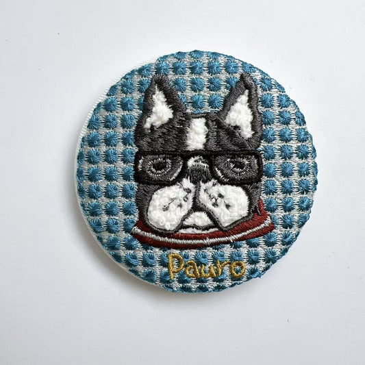 日本Kusuguru重工刺繡貓咪法鬥冰箱貼圓形磁吸冰箱裝飾可愛卡通｜保羅9479