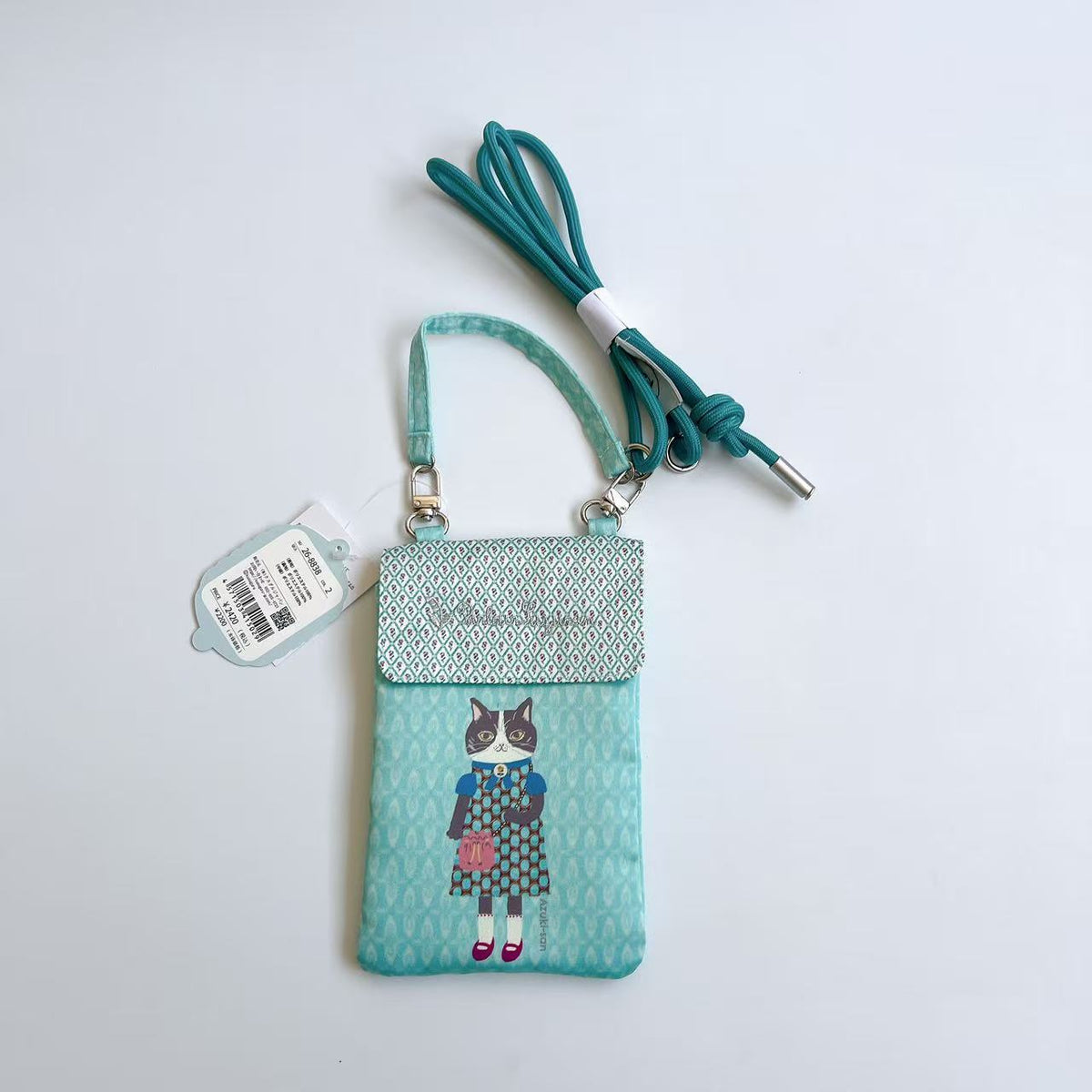 日本Kusuguru正品刺繡蜜豆公主手機包手提包斜背包傳輸線耳機437｜蜜豆薄荷綠8838-2