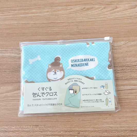 日本Kusuguru印花百貼布單反iPad飯盒筆袋雨傘收納布自粘布414｜柴犬淺綠8565-1