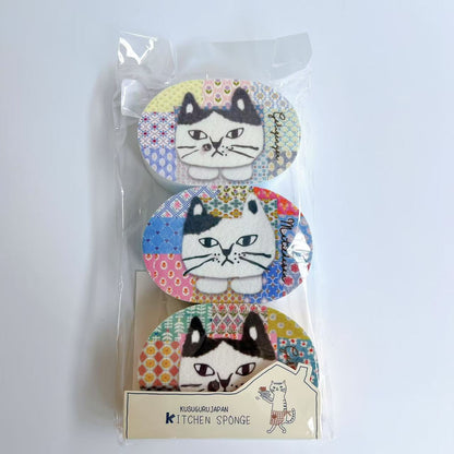 日本Kusuguru正品蜜豆爬貓柴犬圖案海綿擦洗碗棉家務除污泡沫408｜爬貓8576
