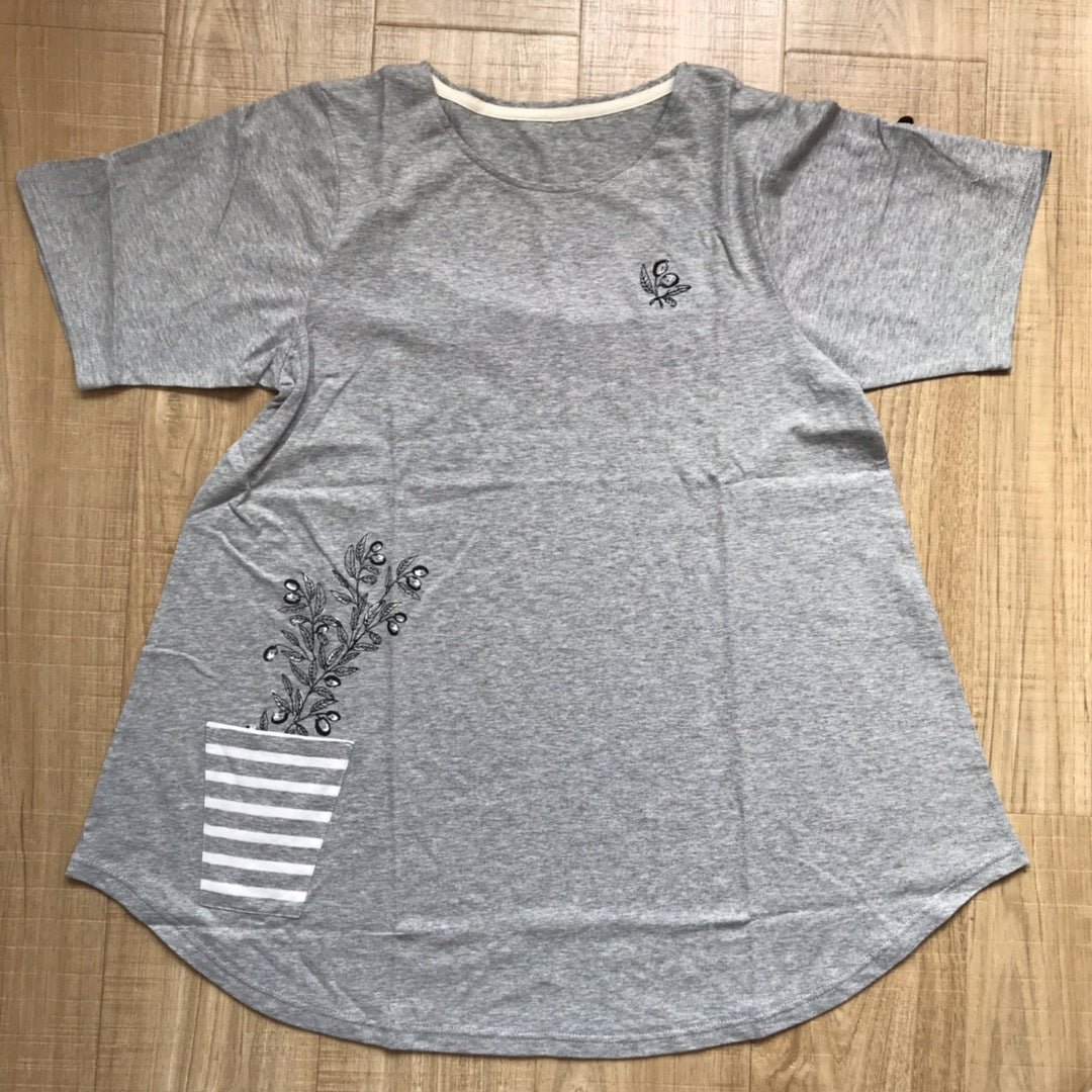 日本原單KUSUGURU品牌新款純棉居家服棉T中長款｜灰色／單一尺寸