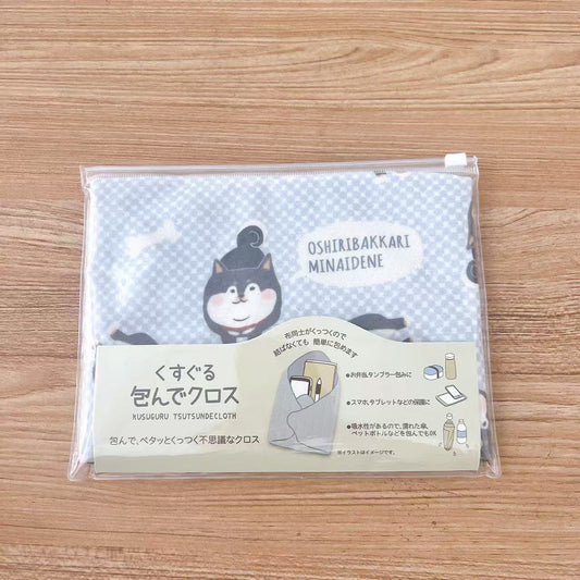 日本Kusuguru印花百貼布單反iPad飯盒筆袋雨傘收納布自粘布414｜柴犬灰8565-2