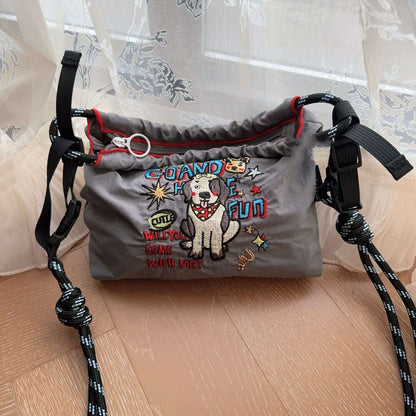 水泥灰領帶狗單肩包【不含肩帶】