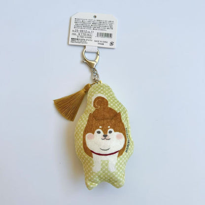 日本Kusuguru正品貓咪狗子數位印卡通鑰匙圈包掛布藝充棉吊飾450｜柴犬黃色8912-11