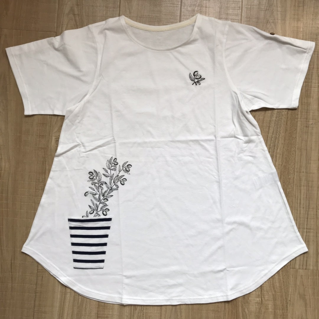 日本原單KUSUGURU品牌新款純棉居家服棉T中長款｜白色／單一尺寸