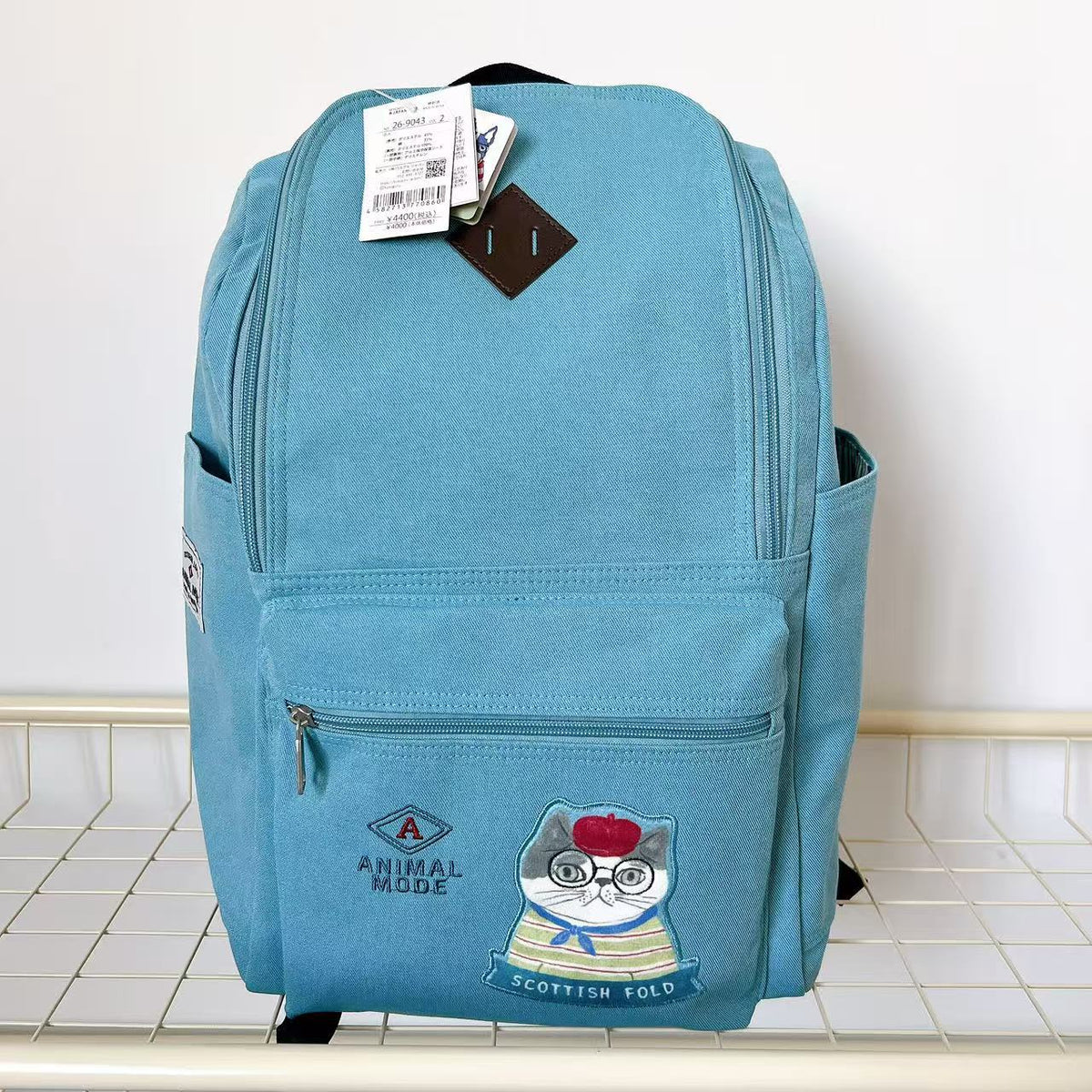 日本Kusuguru正品刺繡貓咪法鬥後背包旅行背包媽咪包學生書包502｜保羅藍色9043