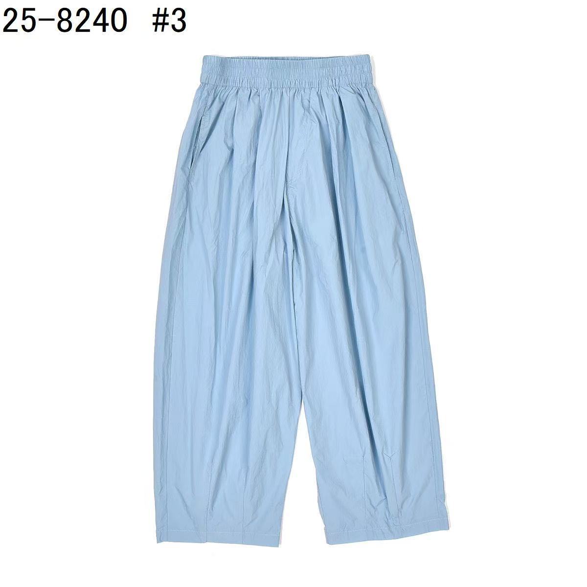日本Kusuguru正品松緊腰高腰寬鬆薄款九分褲休閒顯瘦單一尺寸307｜藍色8240-2／單一尺寸