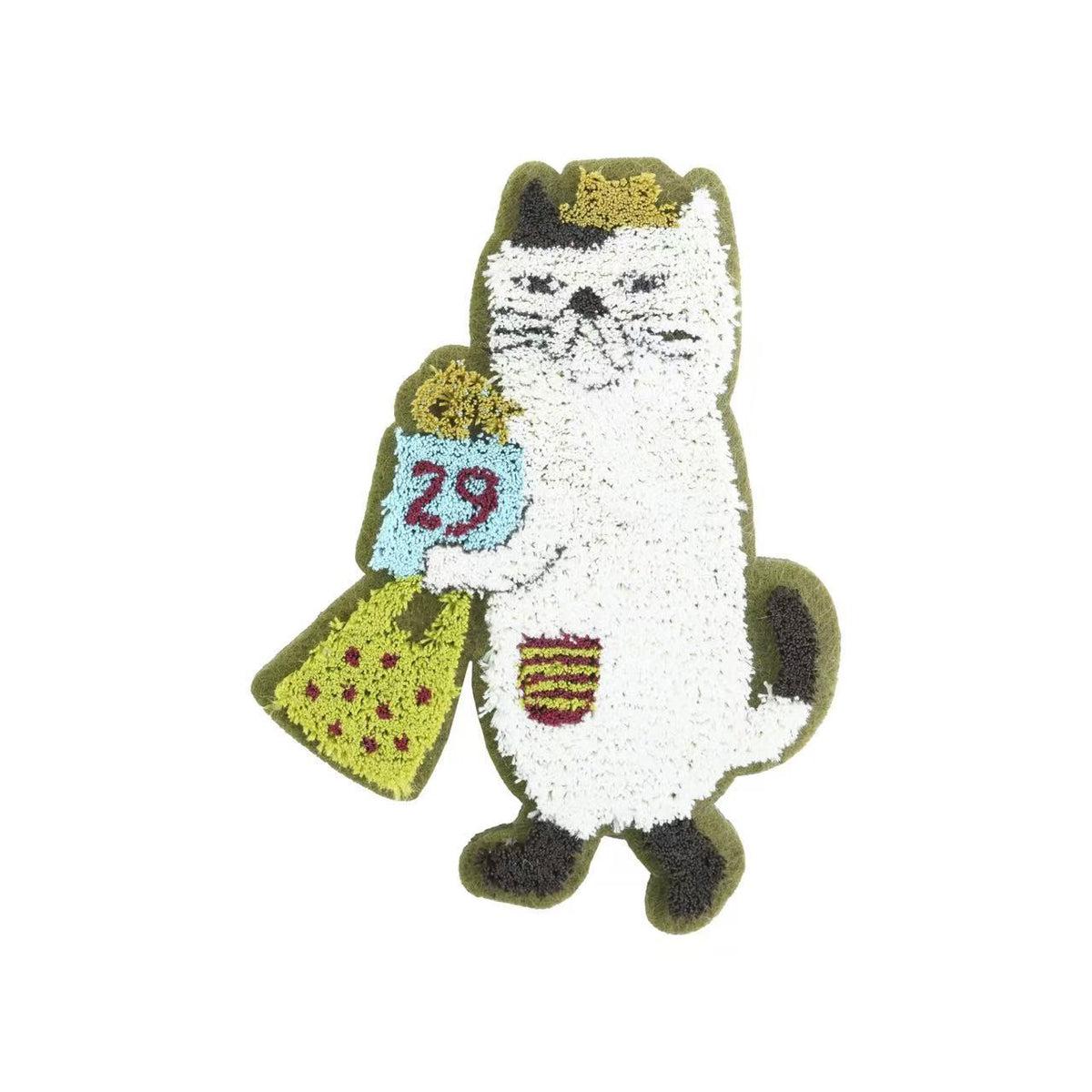 Kusuguru正品毛氈胸針牙簽繡貓咪狗子吊飾別針卡通包衣服掛飾630｜購物貓綠邊10093-2