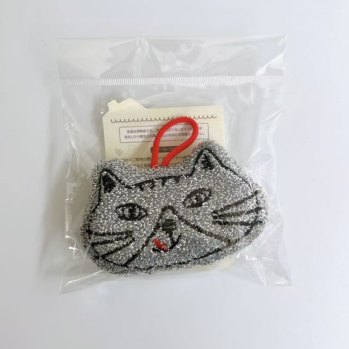 日本Kusuguru正品刺繡貓咪狗子海綿擦清潔海綿去油汙刷鍋布雙面430｜米奇羅灰8569-2