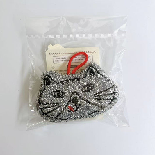 日本Kusuguru正品刺繡貓咪狗子海綿擦清潔海綿去油汙刷鍋布雙面430｜米奇羅灰8569-2