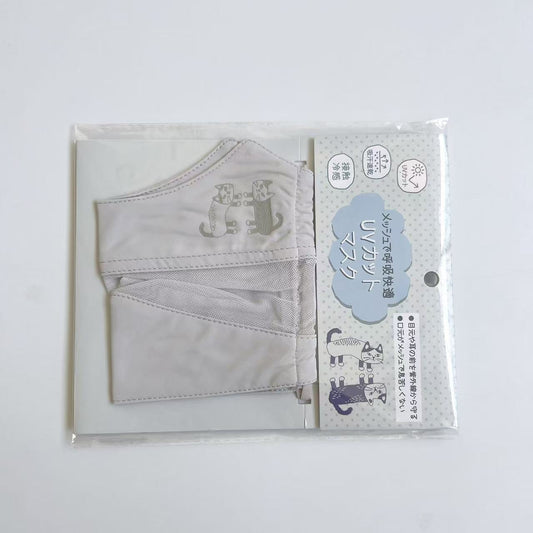 Kusuguru正品數位印冷感口罩防曬防紫外線防UV面罩立體快乾1枚520｜爬貓灰色9110-1