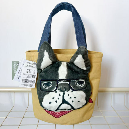 日本Kusuguru正品刺繡法鬥手提包手提包小型通勤包卡通可愛502｜保羅米黃9035-1