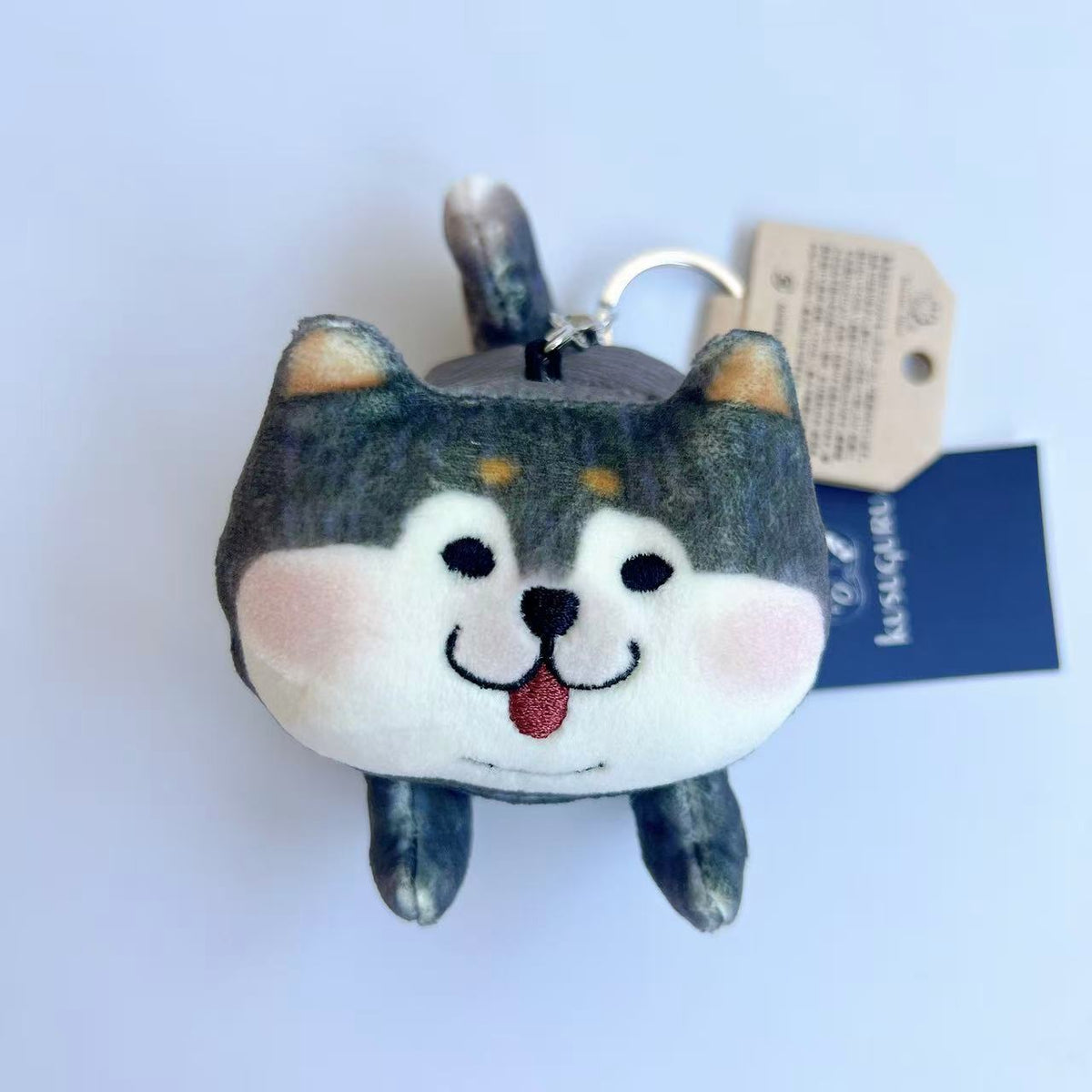 日本kusuguru刺繡貓咪法鬥柴犬造型鑰匙圈掛玩偶公仔玩具吊飾119｜柴犬君黑色5727-2