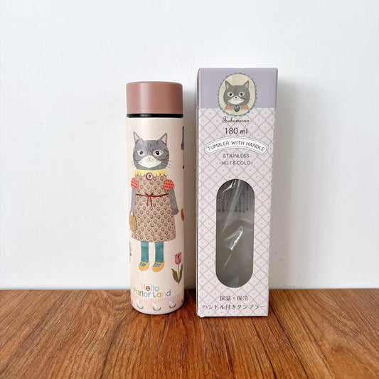 日本Kusuguru正品貓咪蜜豆保溫杯180 ml保溫保冷316不鏽鋼方便攜帶632｜蜜豆粉色9480-1／180 ml