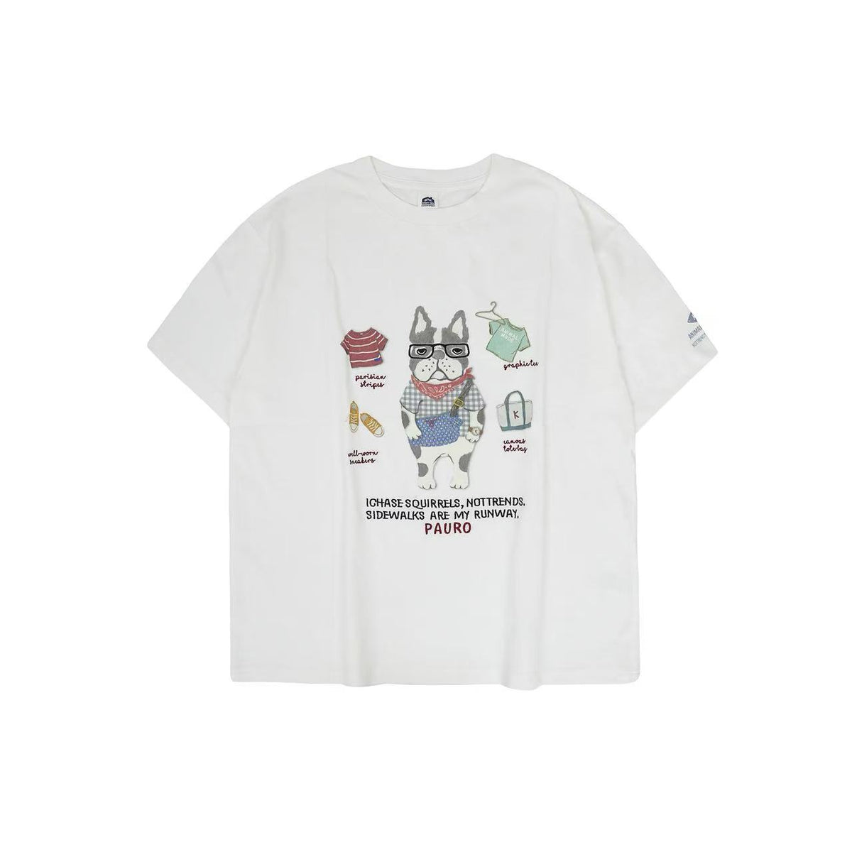 日本Kusuguru正品刺繡貓咪短袖圓領女性棉T冷感純棉清爽快乾52426｜保羅9130／單一尺寸