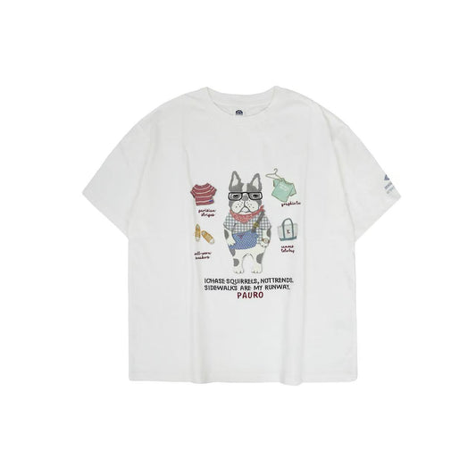 日本Kusuguru正品刺繡貓咪短袖圓領女性棉T冷感純棉清爽快乾52426｜保羅9130／單一尺寸