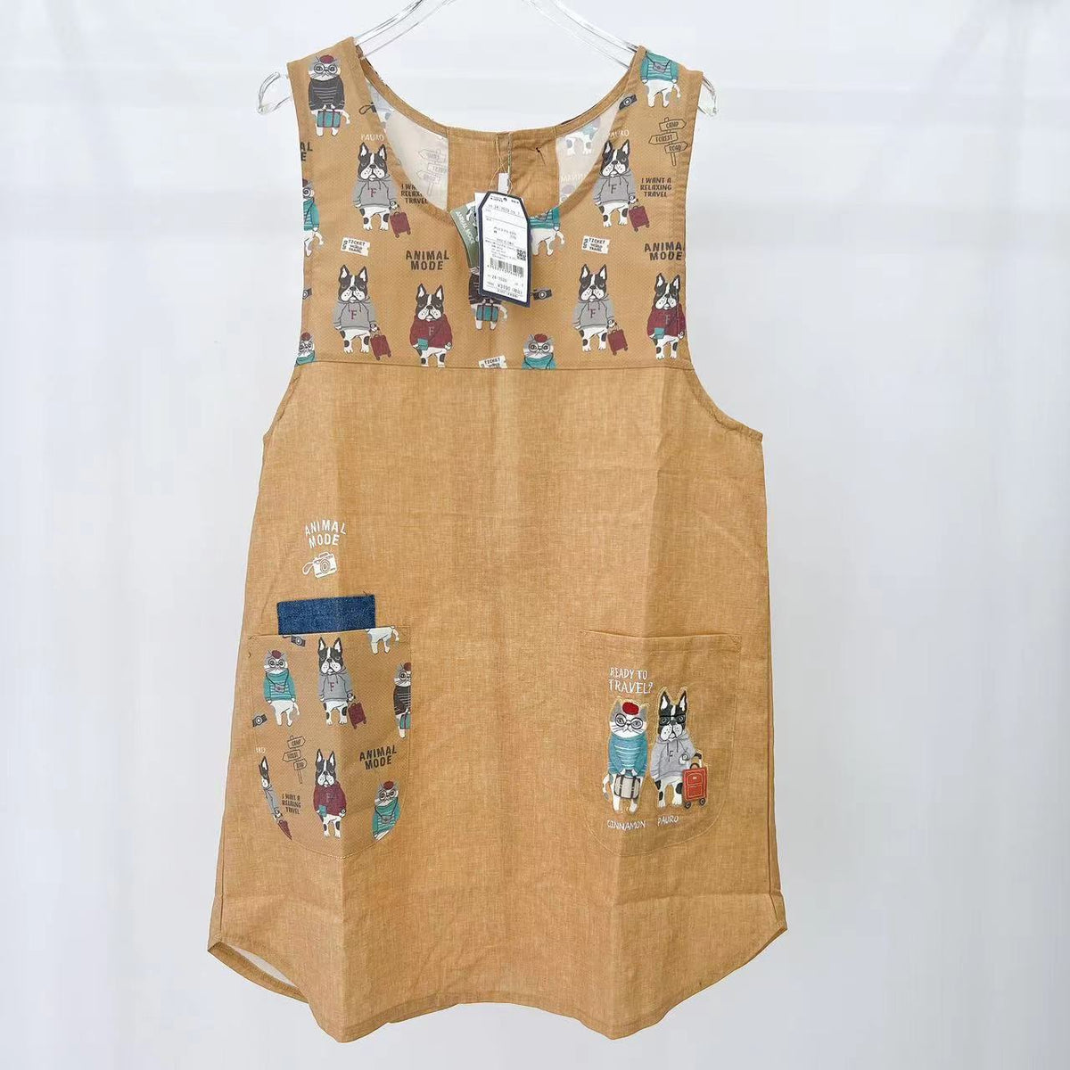 日本kusuguru露西保羅刺繡圍裙布藝家務防油防污防汙罩衫花藝烘焙202｜米黃7539-1