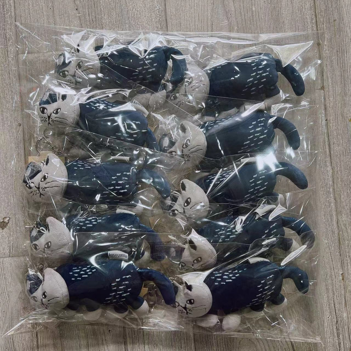 日本kusuguru刺繡貓咪法鬥柴犬造型鑰匙圈掛玩偶公仔玩具吊飾119｜爬貓藍10個一包