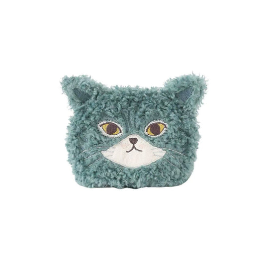 日Kusuguru正品刺繡蜜豆仿羊羔毛零錢包化妝包卡通小物收納PR003｜蜜豆綠色9523-3
