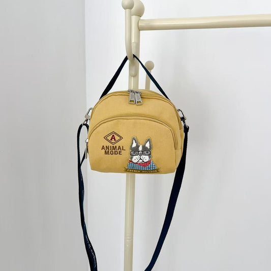 日本Kusuguru正品刺繡貓咪法鬥小型斜背包肩背包手提包手提包502｜保羅黃9403-1