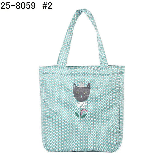 日本刺繡黑貓蜜豆公主手提包糖果色手提包肩背包逛街購物通勤243｜藍色蜜豆8059-2