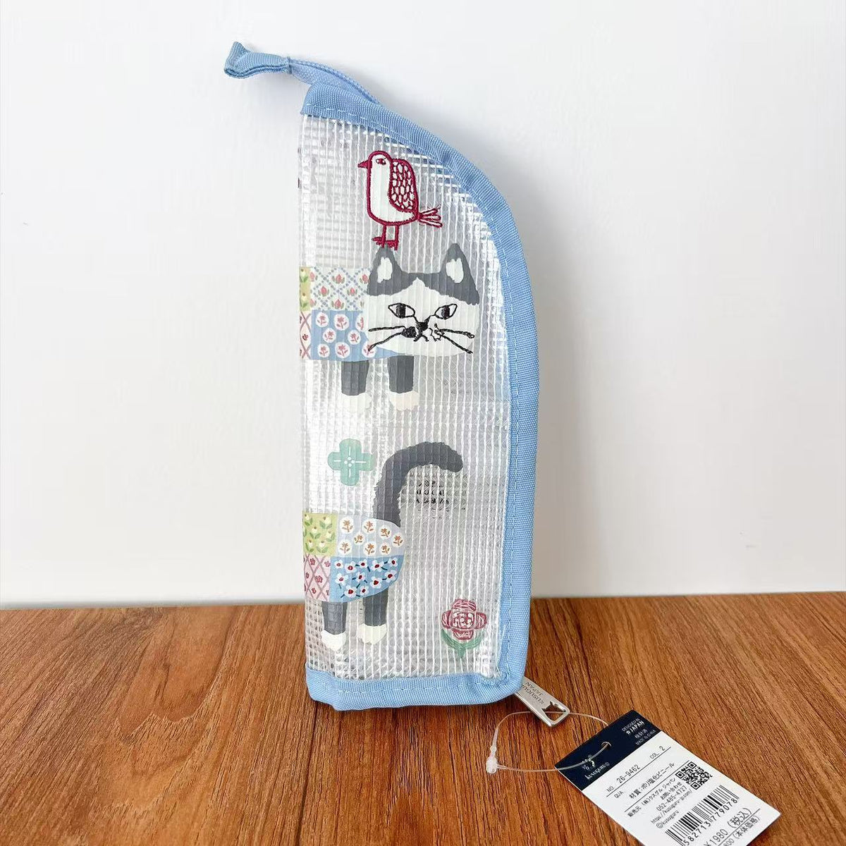 日本Kusuguru正品數位印貓咪法鬥筆袋文具袋PVC網格收納袋卡通550｜爬貓9462-2