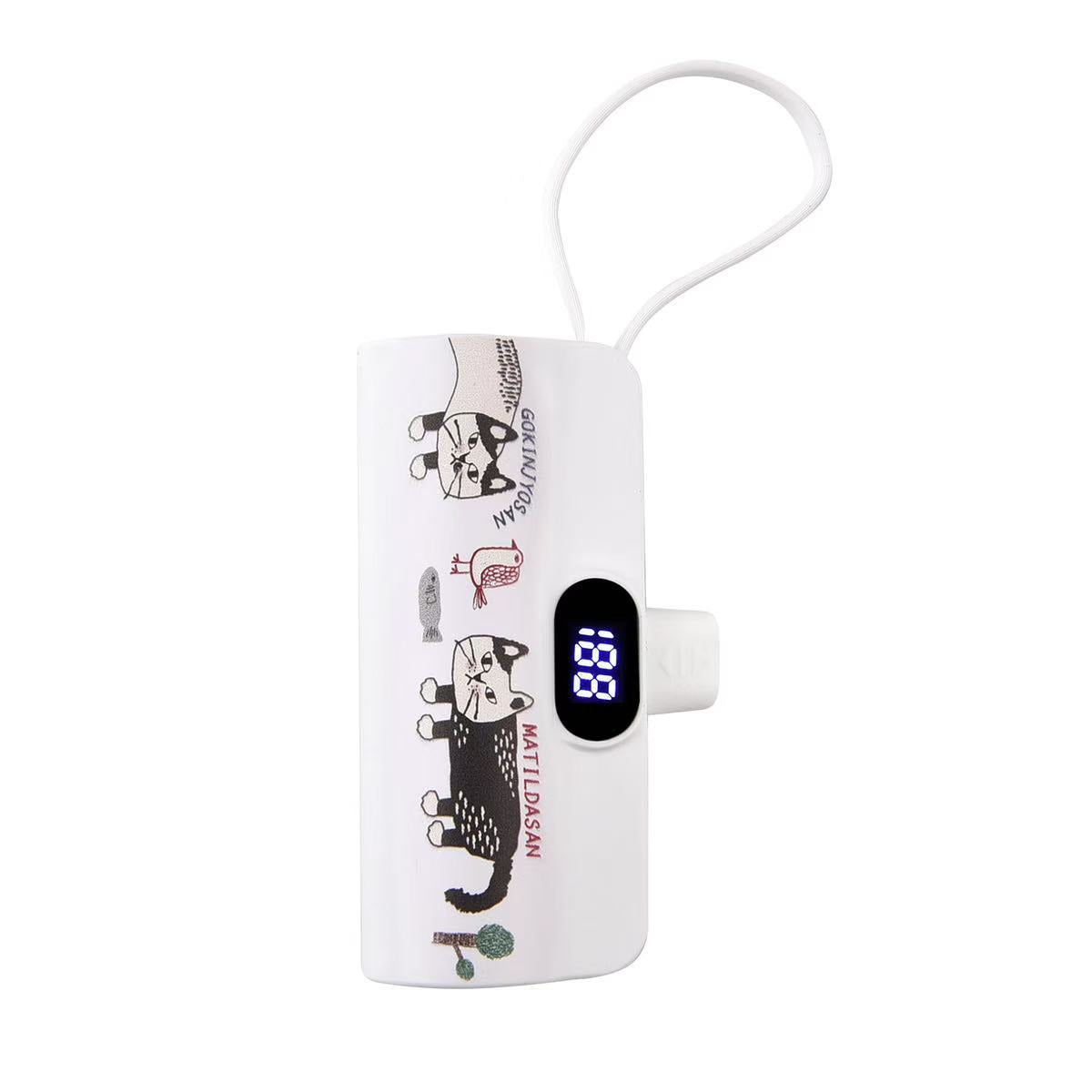 日本kusuguru貓咪圖案行動電源行動電源5000 mAh膠囊10000 mAh319｜爬貓白色8099／10000 mAh