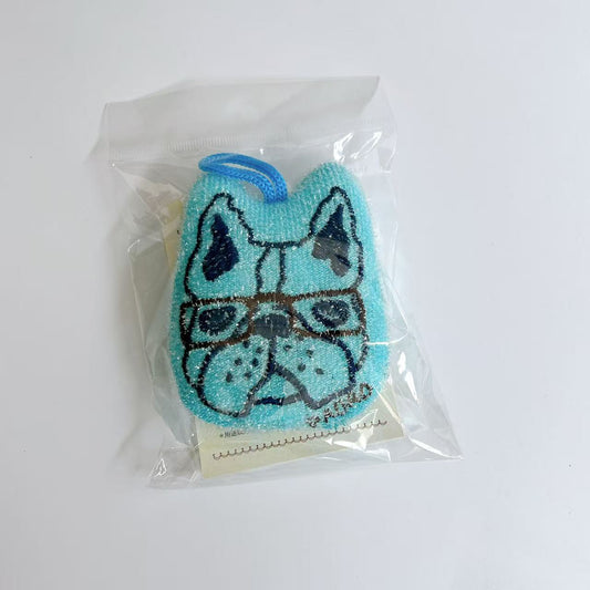 日本Kusuguru正品刺繡貓咪狗子海綿擦清潔海綿去油汙刷鍋布雙面430｜保羅綠色8570-2
