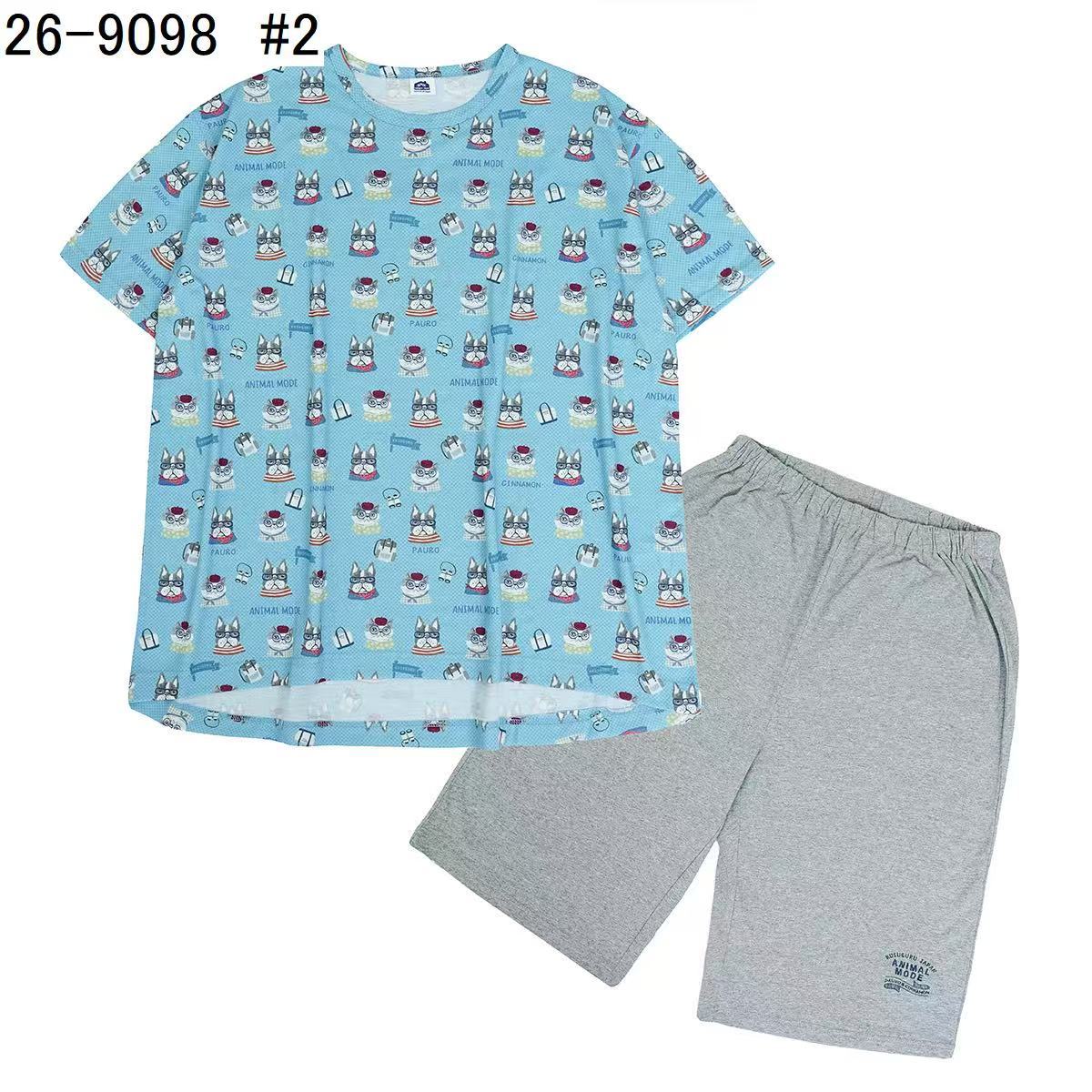日本Kusuguru正品印花居家服睡裙套裝短袖短褲天竺棉卡通519｜短袖露西保羅藍9098-2／單一尺寸