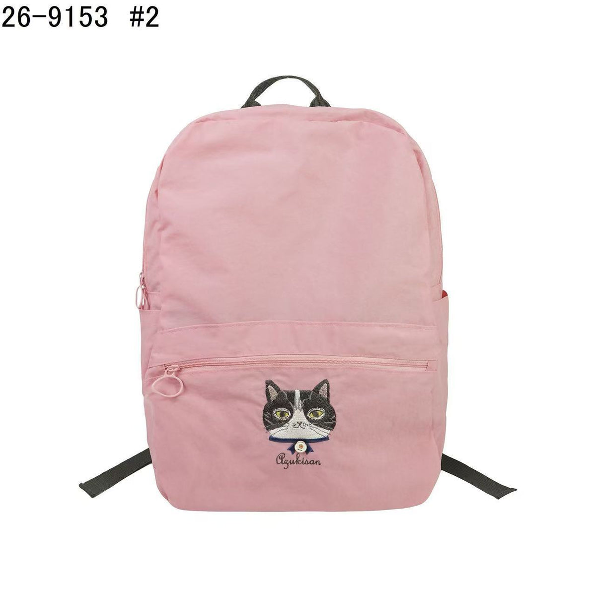 日本Kusuguru正品重工刺繡貓咪法鬥後背包尼龍防潑水折疊旅行509｜蜜豆貓頭粉9153-2