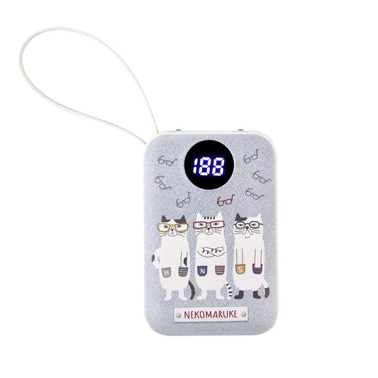 日本kusuguru貓咪圖案行動電源行動電源5000 mAh膠囊10000 mAh319｜眼鏡貓藍8101／10000 mAh
