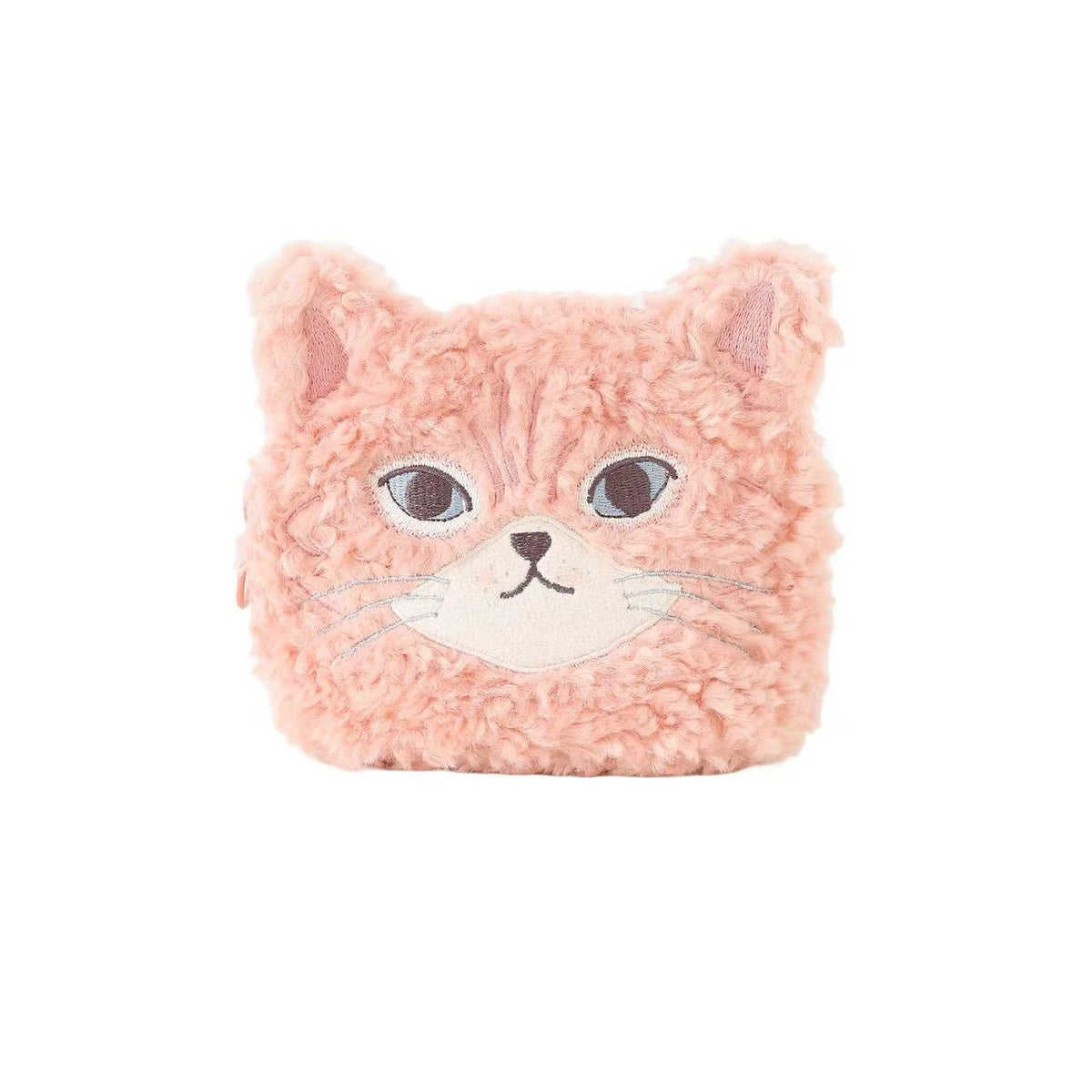 日Kusuguru正品刺繡蜜豆仿羊羔毛零錢包化妝包卡通小物收納PR003｜蜜豆粉色9523-1