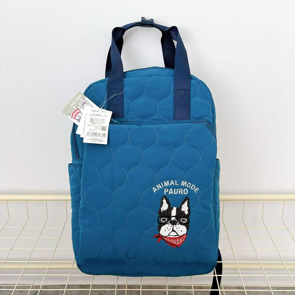 日本Kusuguru正品刺繡法鬥後背包絎縫背包手提旅行背包媽咪包623｜保羅雀藍9696-3