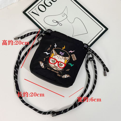 暗綠色閃電貓斜挎包 尺寸圖