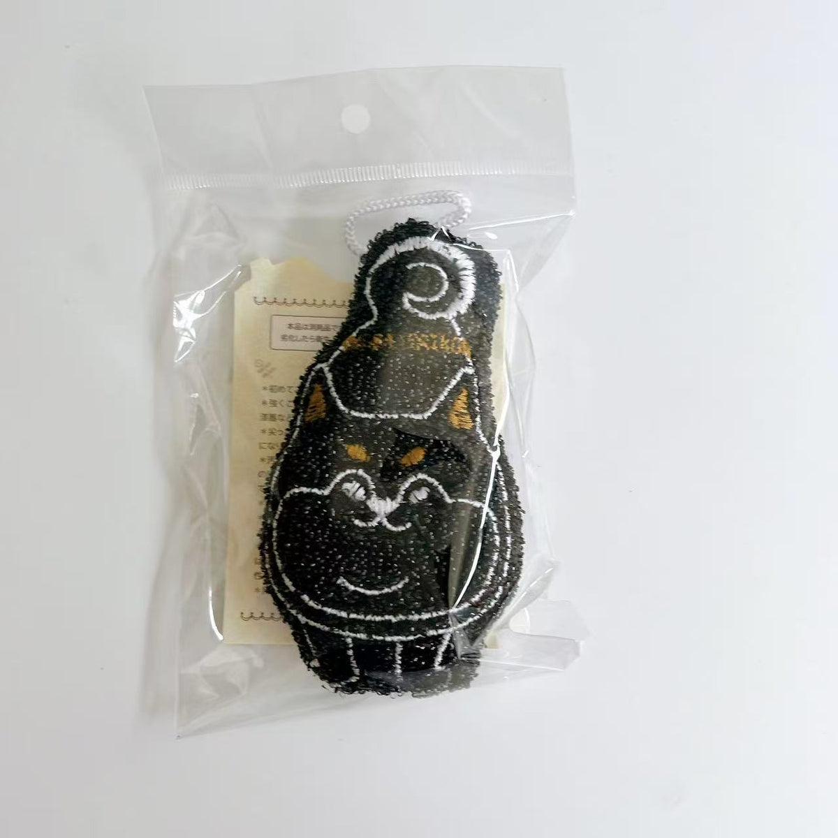 日本Kusuguru正品刺繡貓咪狗子海綿擦清潔海綿去油汙刷鍋布雙面430｜柴犬黑色8571-2