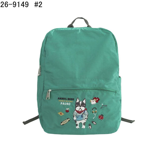 日本Kusuguru正品重工刺繡貓咪法鬥後背包尼龍防潑水折疊旅行509｜保羅草綠9149-2