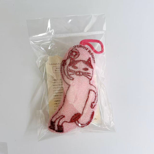 日本Kusuguru正品刺繡貓咪狗子海綿擦清潔海綿去油汙刷鍋布雙面430｜米奇羅粉8572-2