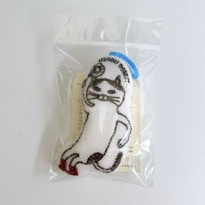 日本Kusuguru正品刺繡貓咪狗子海綿擦清潔海綿去油汙刷鍋布雙面430｜米奇羅白8572-1